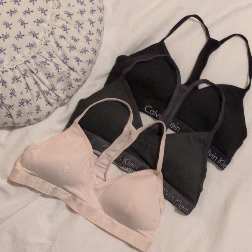 Three Calvin Klein lounge bras